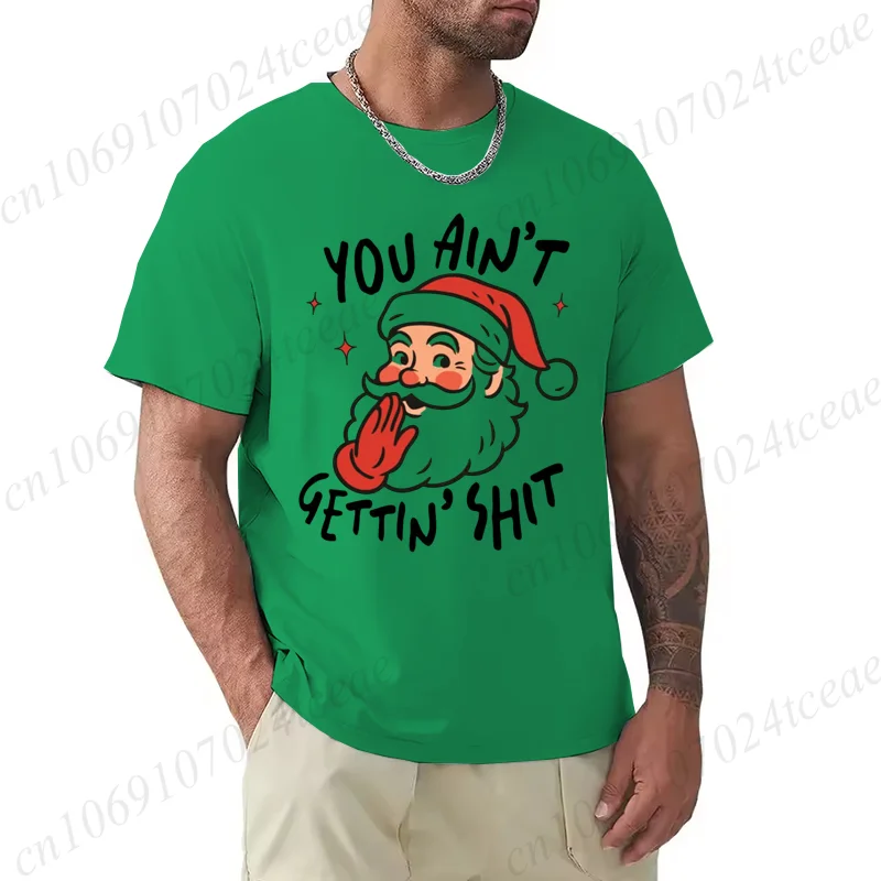 مضحك مضحك عيد الميلاد الساخرة سانتا ريترو تي شيرت النساء الرجال تي شيرت عادية Crewneck قصيرة الأكمام المحملة عيد الميلاد ملابس الحفلات #2