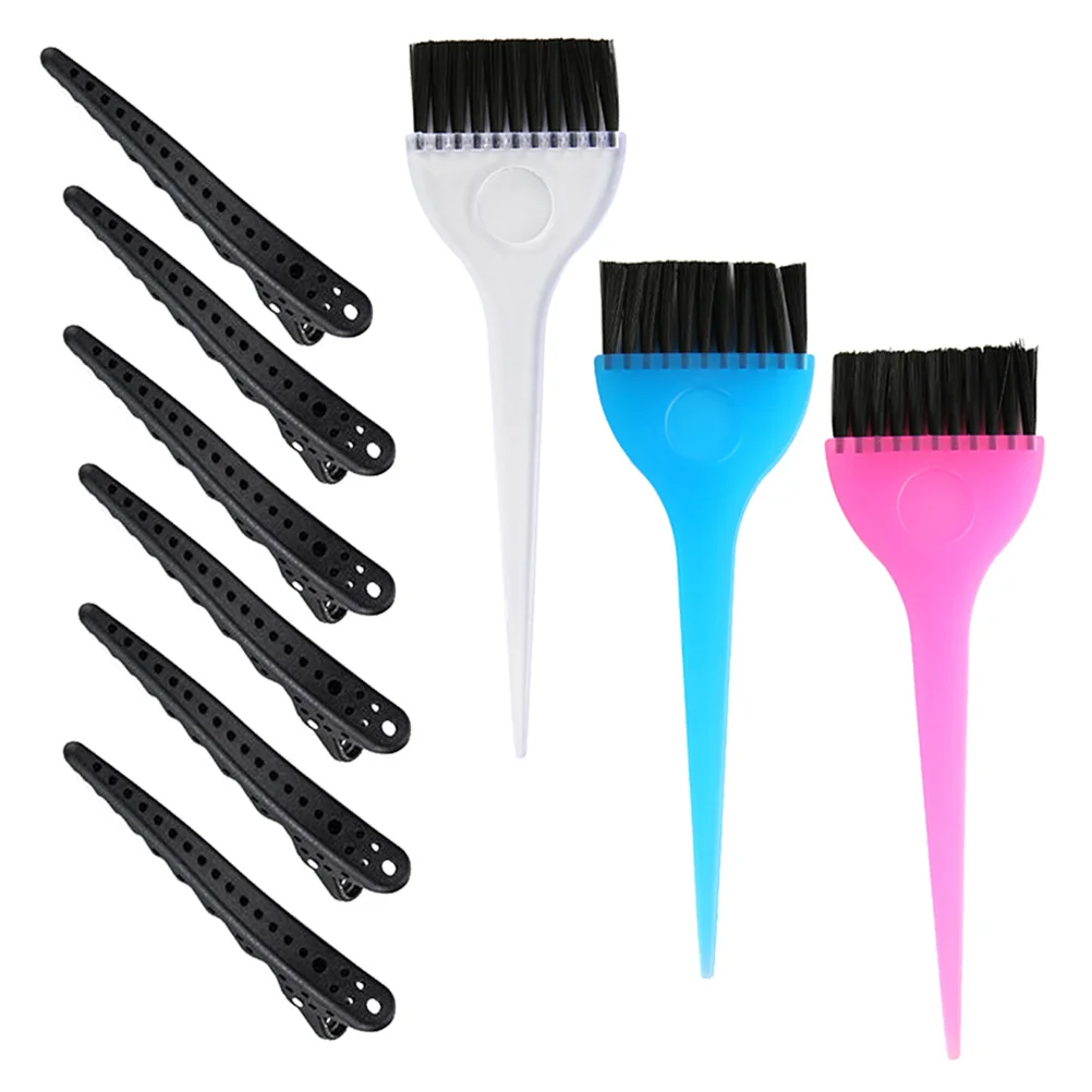 

9Pcs Hair Coloring Kit Black Professional Grade Dye Tools Includes 3 Bowls 6 Clips for Highlights Lowlights Coloring Projects