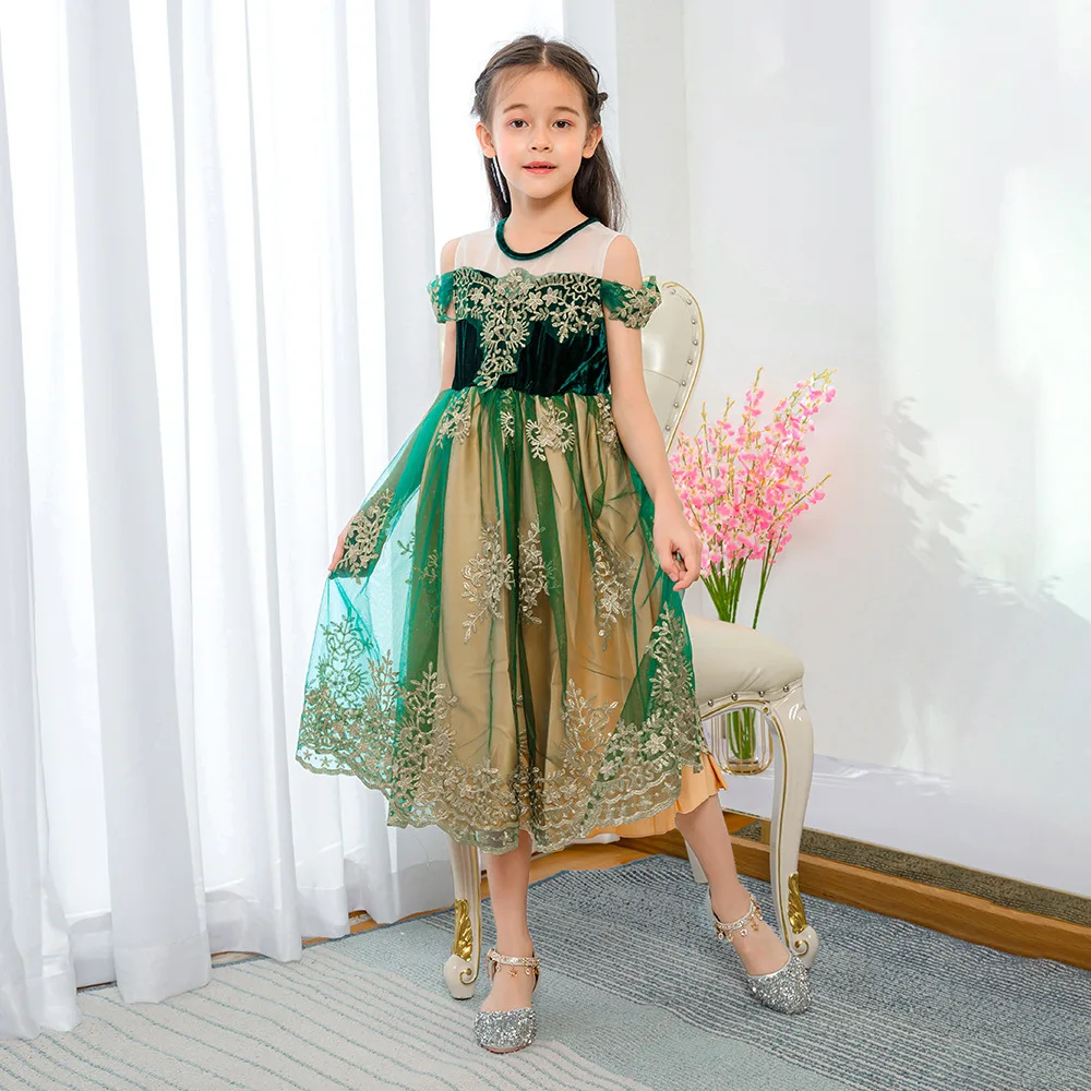 

Gold Dresses For Girls Christmas Party Costumes For Children cute Party Dress Vestidos Infants Cosplay Costume ropa de niña