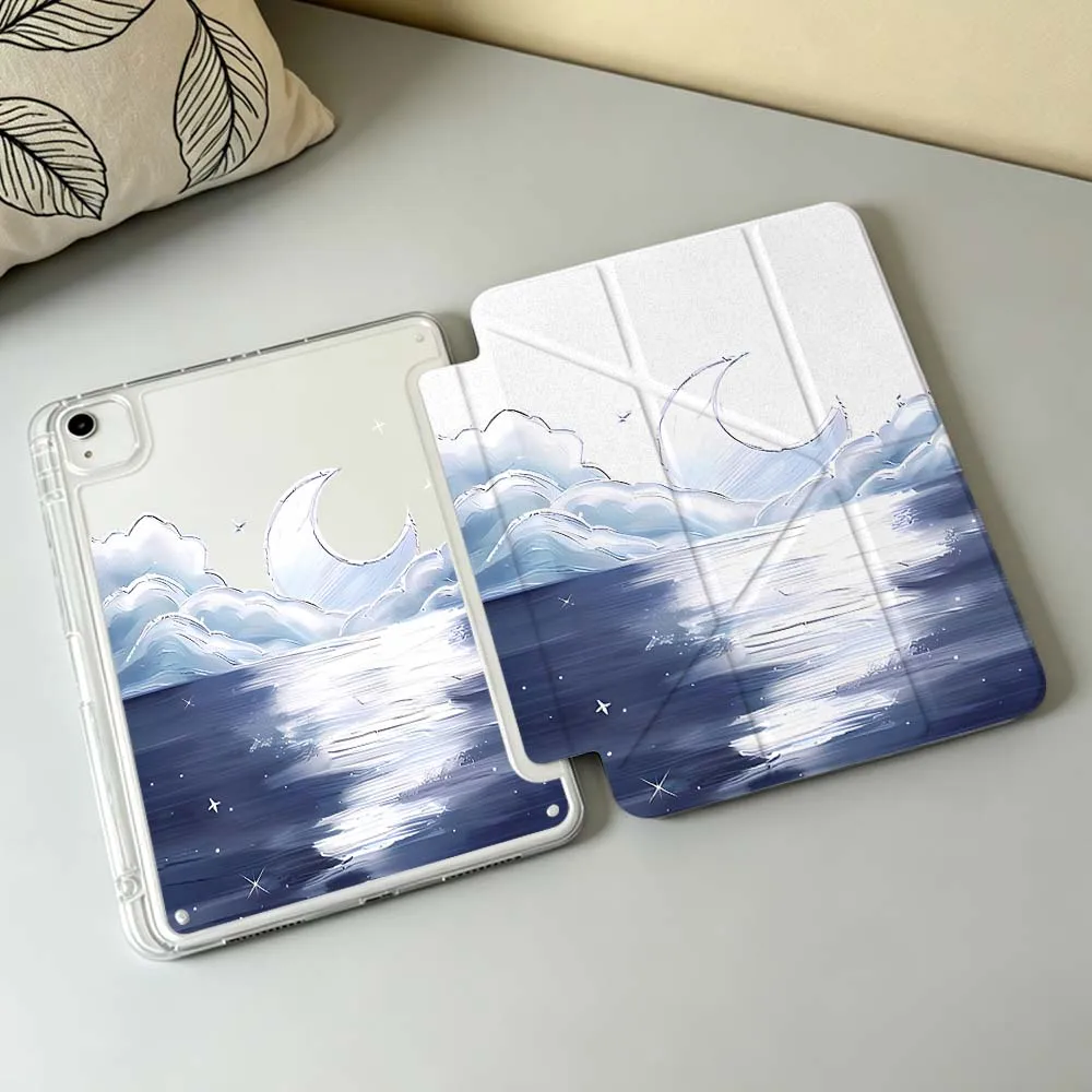 Cartoon Moon Clouds Sea Soft For Apple iPad Air A16 4 12th 11th 10th 7th 11 12.9 13 10.5 inch Gen 3Y Tablet Case