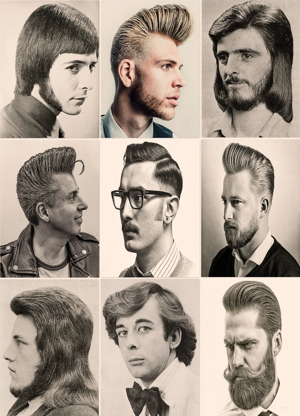 Classic 1950s men's hairstyle Poster Vintage Kraft Paper Print Art Haircut & Shave Hairdressing Ad Barber Shop Wall Painting