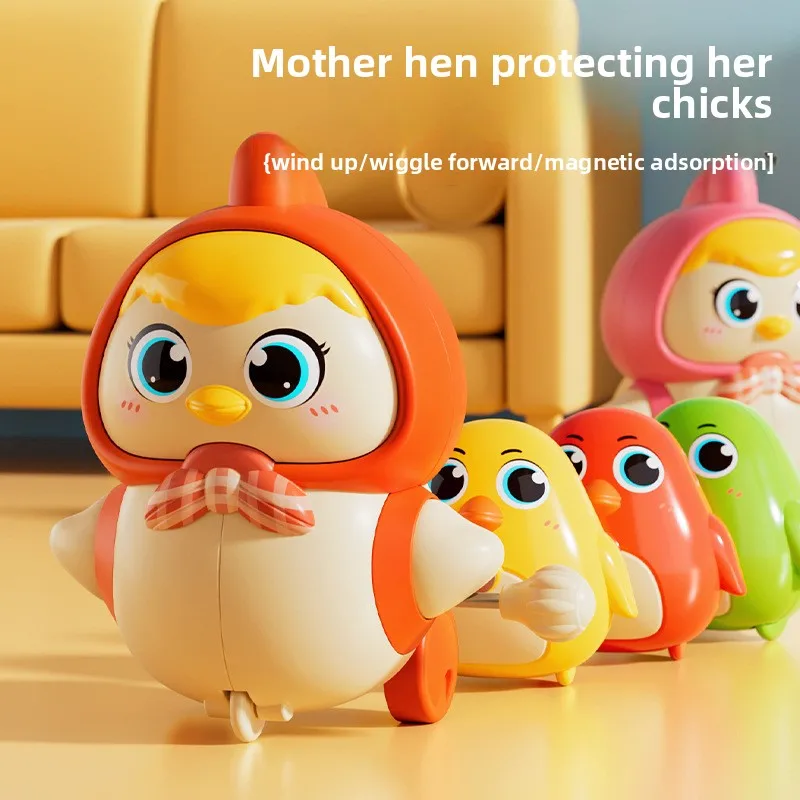 

Chicken Mom Baby Toy: Wind-Up Mechanism Follows Mother Chicken's Movements, Adheres To Floor for Early Learning Crawling Toy