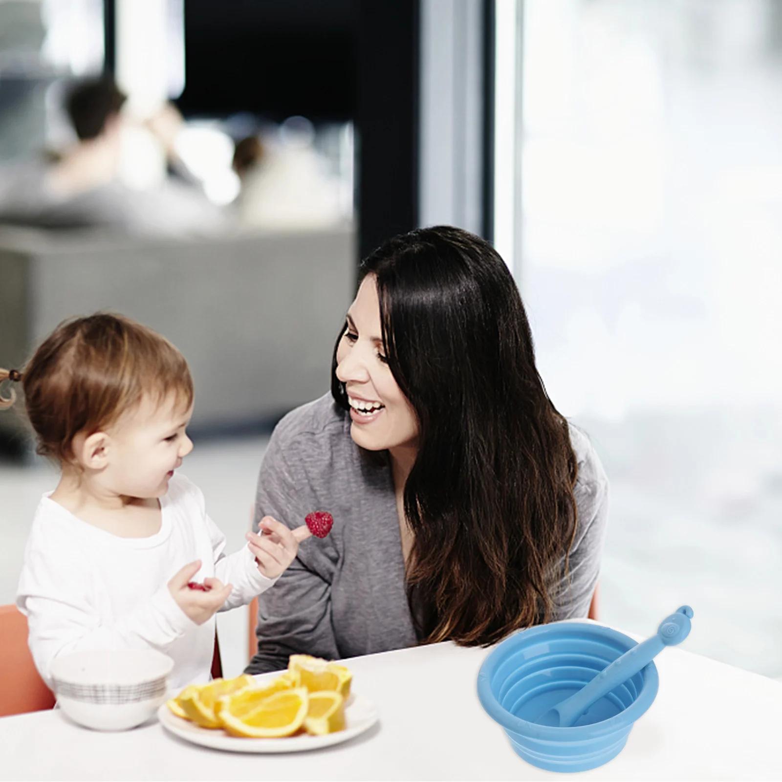 Food Supplement Bowl Baby Gift with Spoon Portable Travel Feeding Bowls for Infants Learning Dining Anti-fall Silicone