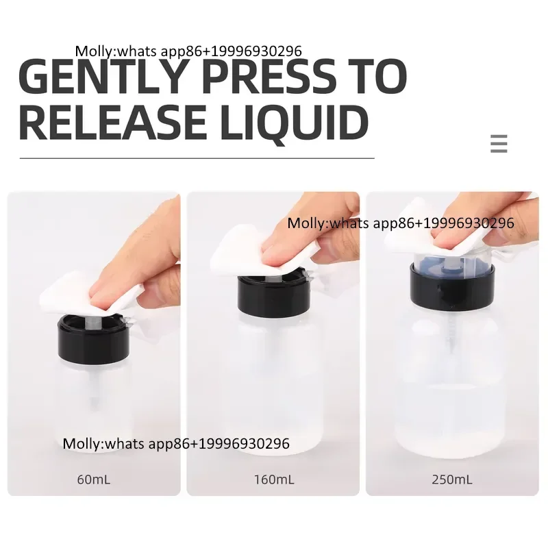 60/160/250ML Clear Plastic Empty Bottle Liquid Containers Bottle with Leakproof Pump for Cleaning Fiber Optic