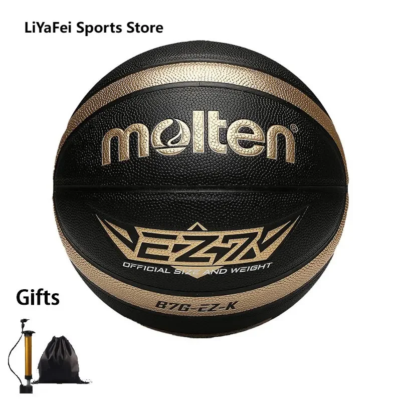 Molten Size 5 6 7 Basketball Black Gold PU Outdoor Indoor Balls Women Youth Man Match Training Basketalls Free Air Pump Bag