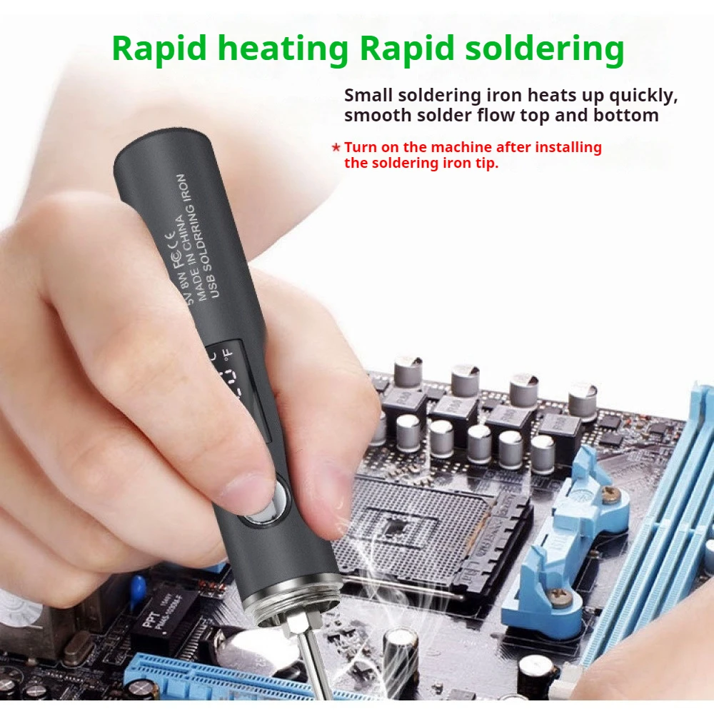 

Type-C Digital Display Soldering Iron Tool Portable 5 Gear Adjustable Temperature LED Light 1400mA Welding Pen for Repairs