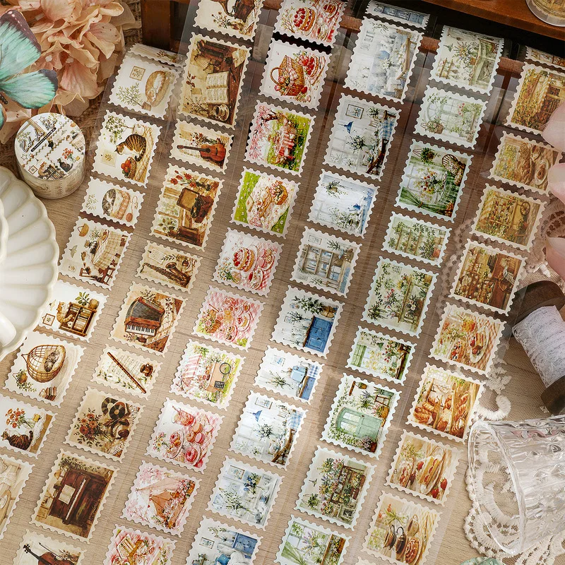 1Roll Evening Wind Knows Series Copperplate Paper Self-Adhesive Stamp Tape Retro Floral Journal Scrapbook Decor