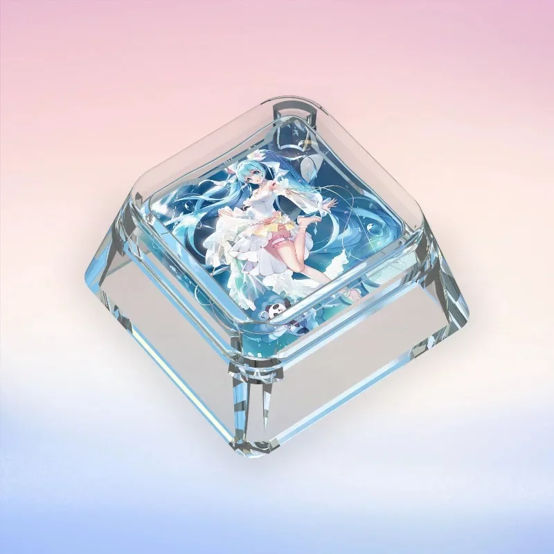 Hatsune Miku Anime Cartoon Cute Personality Transparent Peripheral PC Keycap Multi Expression Single Cross Mechanical Keyboard