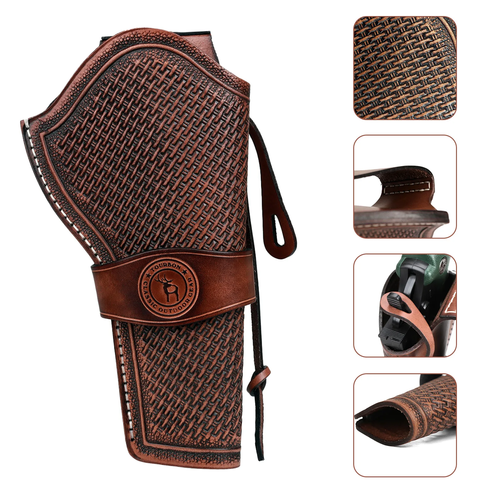 

Tourbon Leather Pistol Holster Waist Pouch Single Action Ruger Handgun Revolver Carry Case for Belt Brown Hunting Accessories