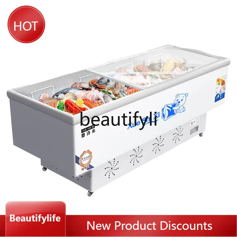 

A61 1.4m Flat Display Cabinet Refrigerated Freezer One-Key Conversion Commercial Supermarket Display Cabinet