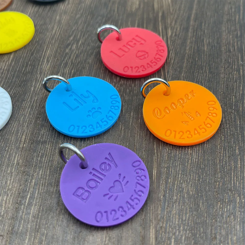 Silicone Pet Anti-lost ID Tag Personalized Dog Collar Tag Engraved Name Phone Number Custom Pendant Puppy Collars Accessories