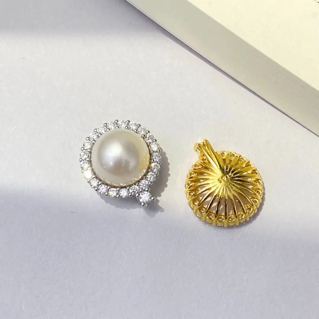 

Wholesale S925 Sterling Silver Pendant Mount Base Mountings Findings Parts Fittings Accessories for 8-9mm Pearls 5pcs/lot