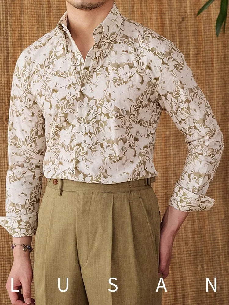 

Men's Pure Cotton Floral Shirt | Commuter Fashion Long Sleeve | Fitted Gentleman's Casual | Niche Everyday Wear