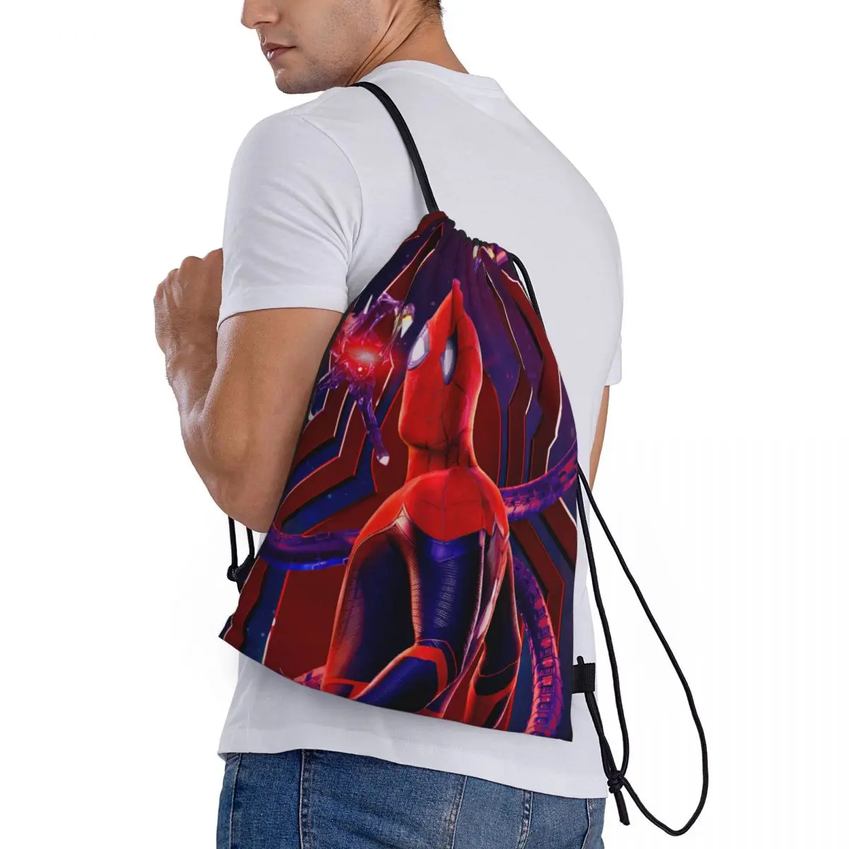 Borsa da viaggio con coulisse con Logo personalizzato Spider Man zaino da viaggio borsa da scuola per studenti Muslimate