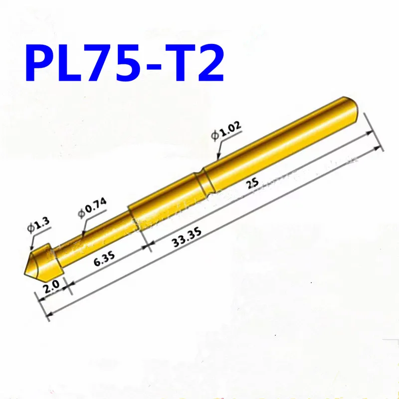 

100PCS/pack Spring Test Pin PL75-T2 Diamond Head Outer Diameter 1.02mm Needle Length 33.35mm PCB Probe