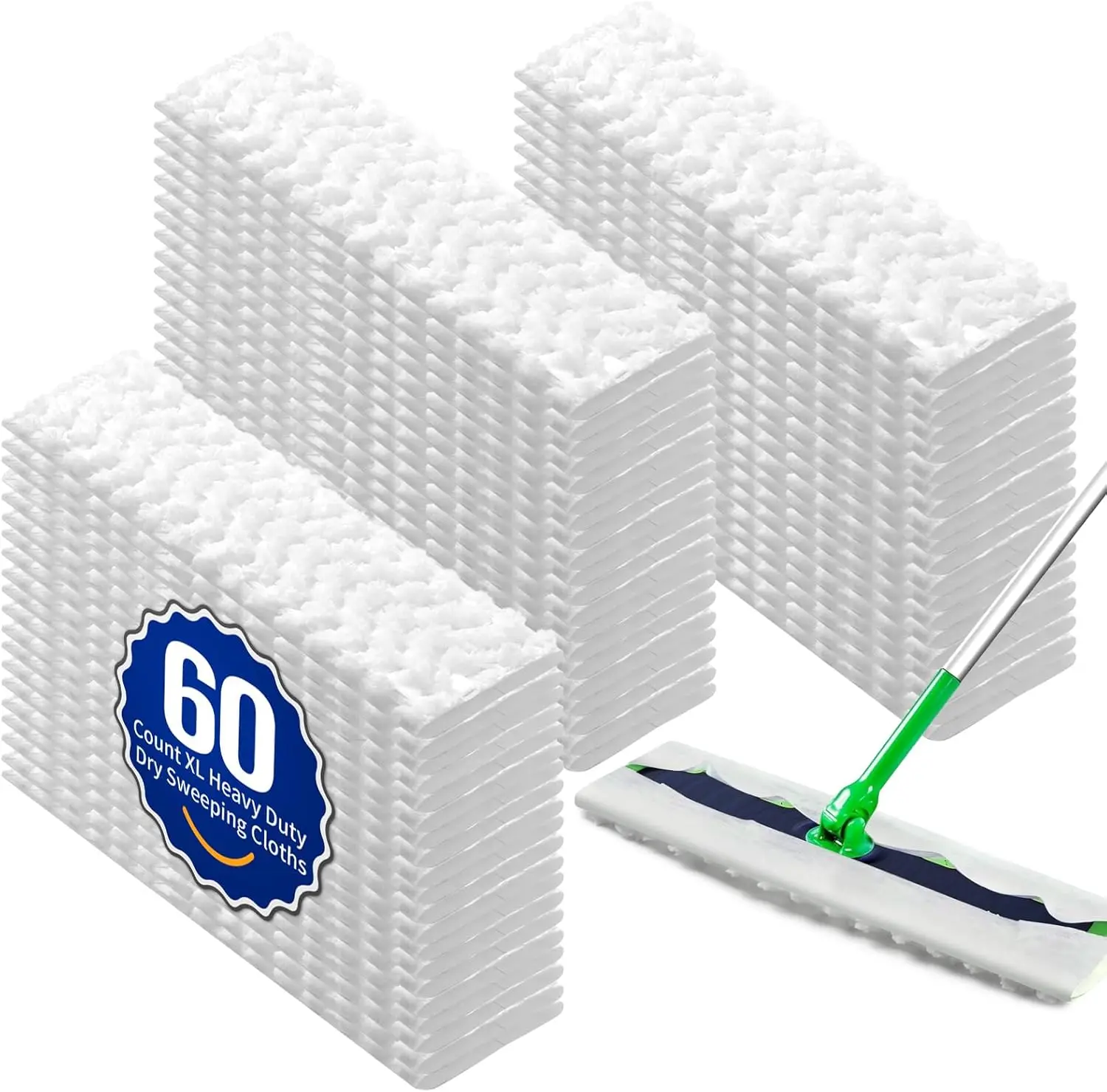 

60 Count XL Pet Dry Sweeping Cloth Refills for Sweeper XL Mop, Unscented Heavy Duty Dry Pads Refills for Multi-Surface Flo