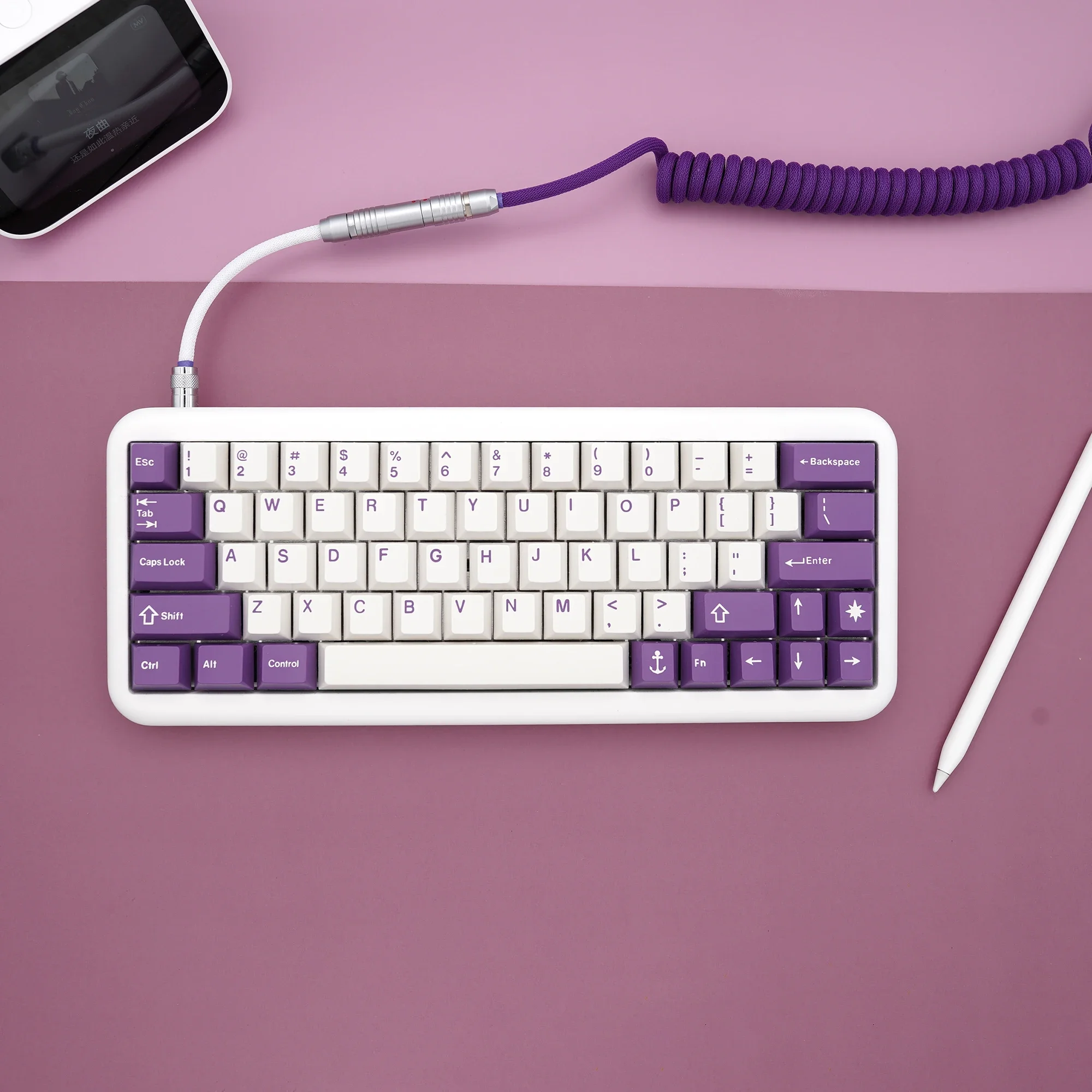 GeekCable Manual Personalizado Mecânico Teclado Linha de Dados GMK Tema SP Key Cap Linha Creme Roxo