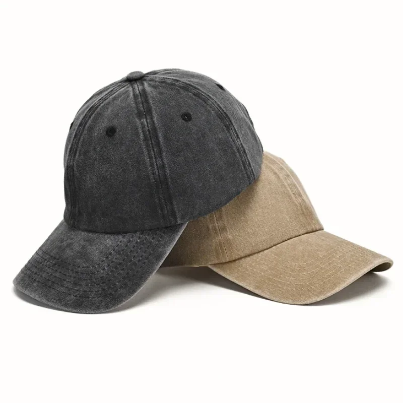 Topi Baseball Denim Dicuci Pria Wanita Snapback Vintage Hip Hop Warna Solid Bone Casquette Outdoor Kasual Olahraga