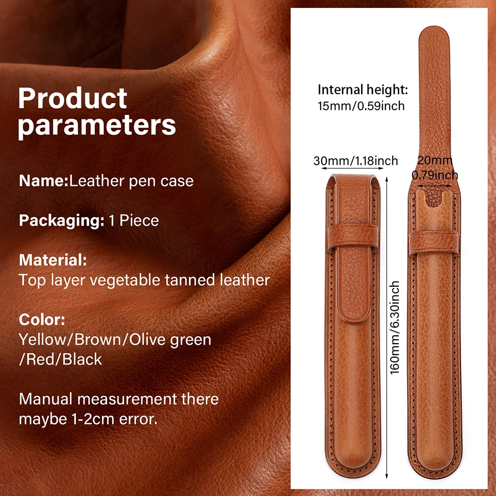 CRAZYSMITH Handmade Genuine Leather Fountain Pen Case, Full Grain Cowhide Pen Sleeve Holder, Protective Pen Pouch, Luxury Gifts