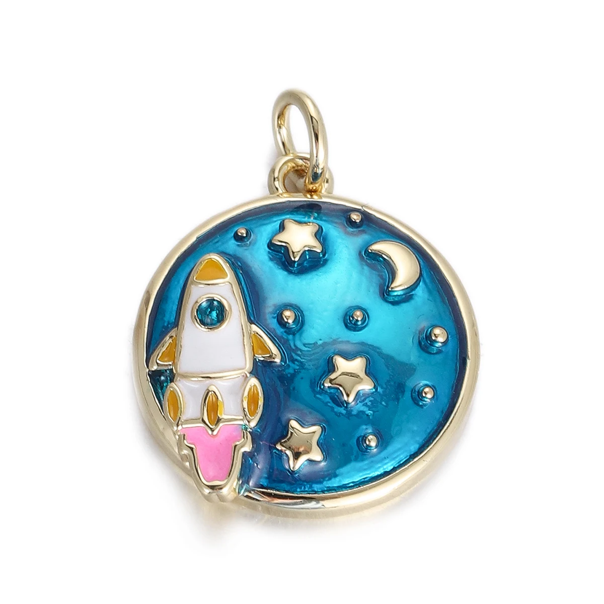 Cute Blue Planet Butterfly Chocolate Charms for Jewelry Making Supplies Gold Color Enamel Pendant DIY Necklace Jewelry