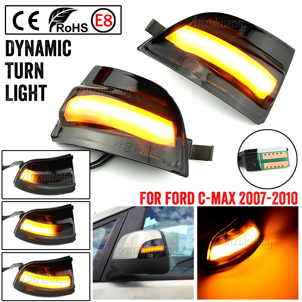 Flowing Water Blinker Side Mirror Indicator LED Dynamic Turn Signal Light For Ford C-MAX 2003-2010 Focus 2 MK2 2004-2007 2008