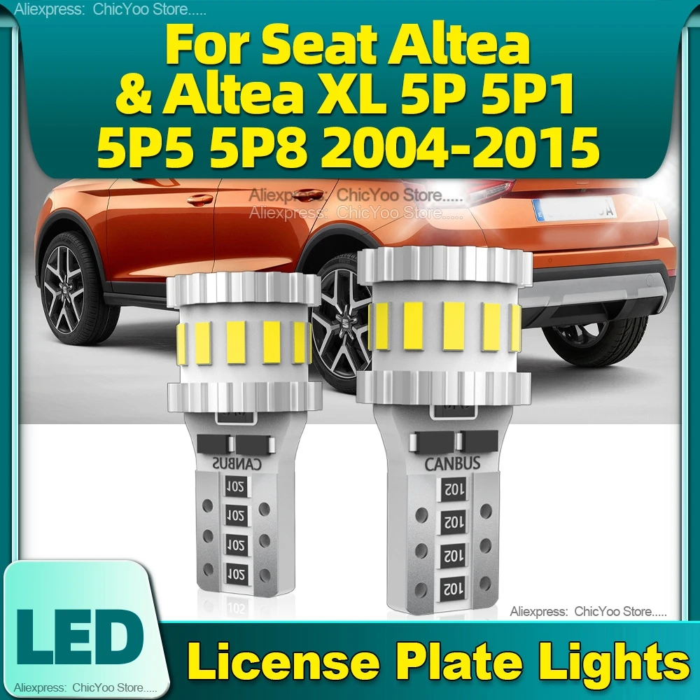 

2Pcs White 6000K LED License Plate light W5W T10 For Seat Altea & Altea XL 5P 5P1 5P5 5P8 2004 2005 2006 2007 2008 2009 10-2015