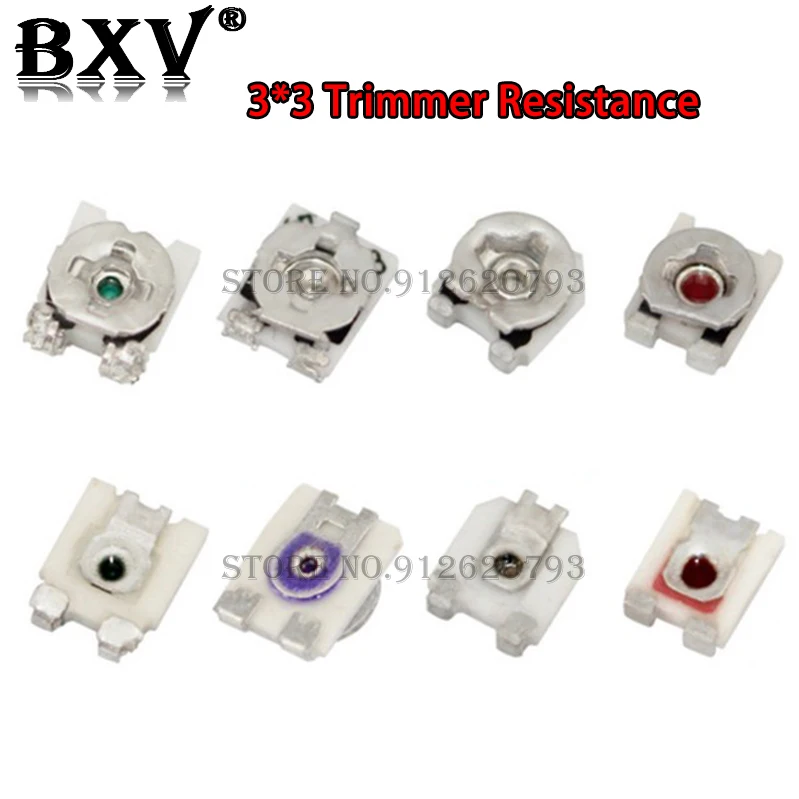 

10PCS 3*3 Trimmer Resistance Potentiometer Trimpot SMD 3x3 Adjustable Variable Resistor 100 500 1K 2K 5K 10K 20K 50K 100K 1M Ohm