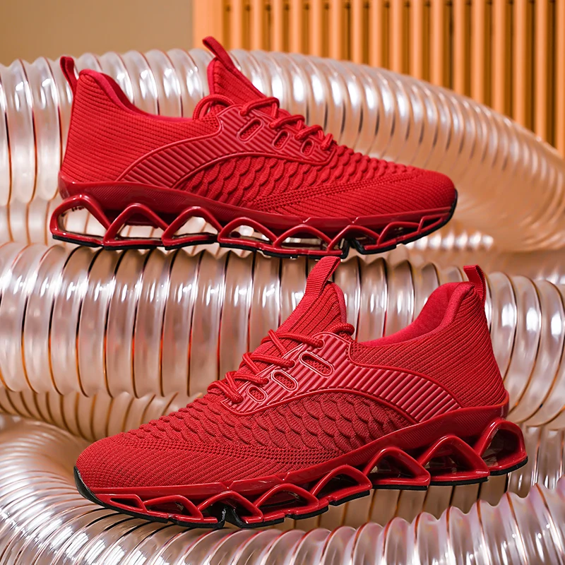 

Men Sports Shoes Mesh Breathable 2025 Spring New Style Shock-absorbing Rebounding Soft Sole Running Shoes Plus Size