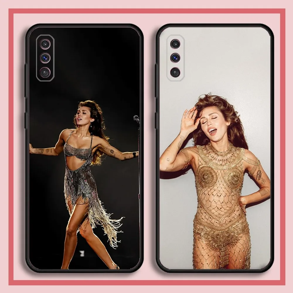 Miley Cyrus Flowers Singer Phone Case For Samsung S23,23,22,30,21,10,9,Note20 Ultra,Lite,Ultra,5G,Plus,FE,Black Soft Case