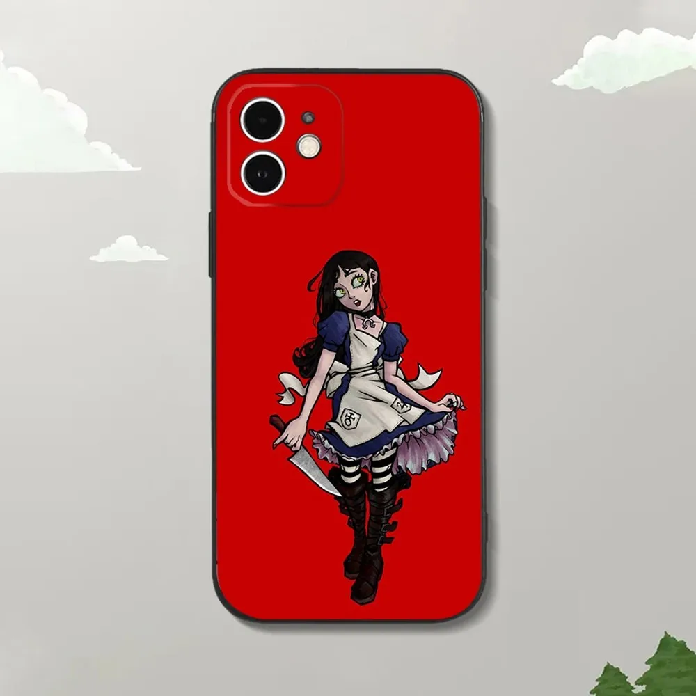 Game A-Alice Madness R-Returns Phone Case For iPhone15,14,13,12 Mini 11 Pro XR,X,XS,MAX 7,8 Plus Silicone Cover Soft Black