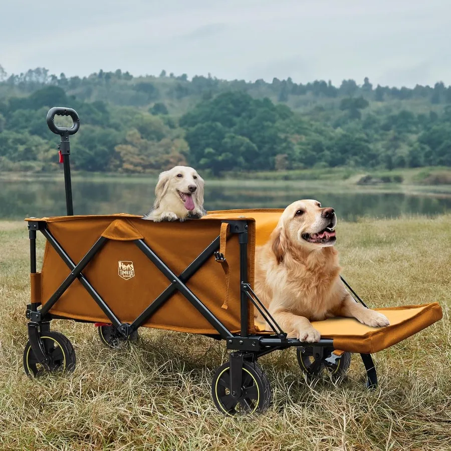 49 عربة قابلة للطي طويلة جدًا مع باب خلفي وفرامل للاستخدام الخارجي شديد التحمل بسعة 300 رطل مع عربة محمولة