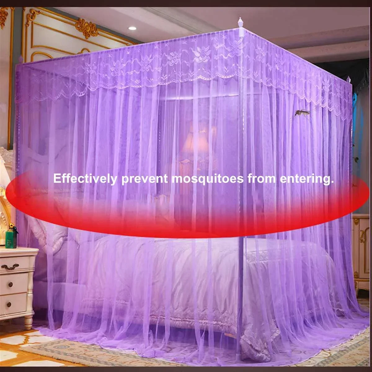 3 Doors Mosquito Net Four Corner Canopy Mosquito Netting For Double Bed Mosquito Repellent Tent Insect Reject Canopy Bed Curtain