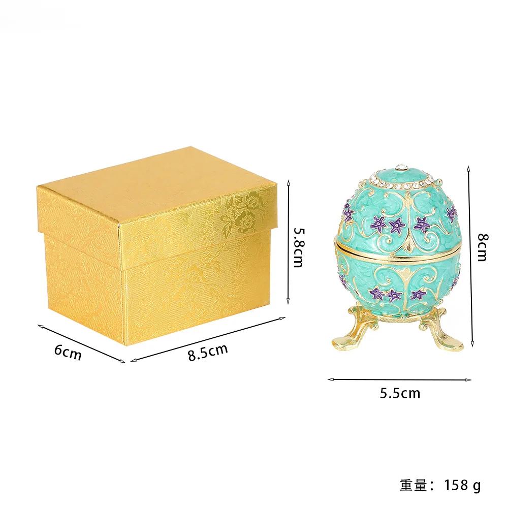 Russian Enameled Easter Egg Jewelry box Hand Painted Jewelry Trinket Box for Home Decor Necklace Earring