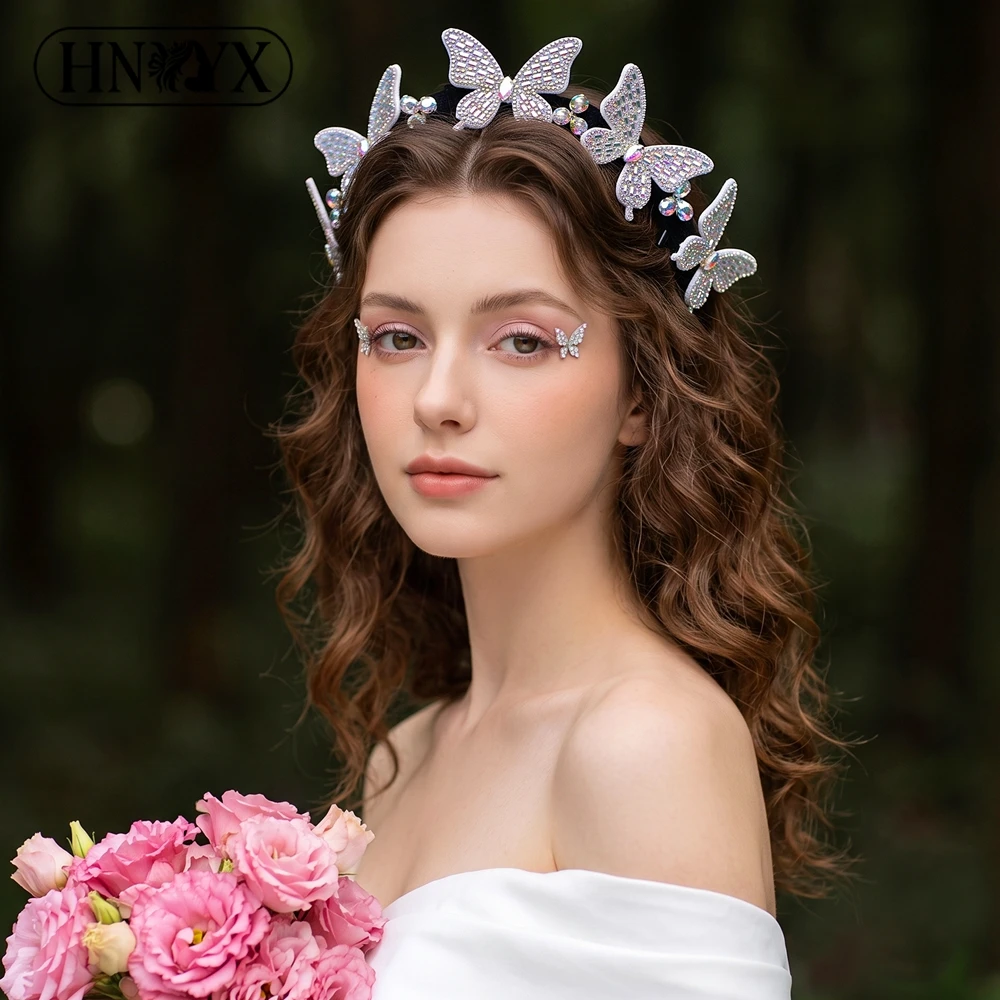 hnyyx-高級-ab-ラインストーン蝶ノンスリップ歯ヘッドバンド女性ブライダル結婚式プロムパーティーデイリークリスタルヘアアクセサリー-a447