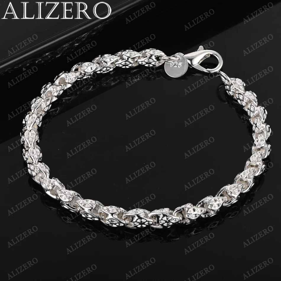 

ALIZERO 925 Sterling Silver Bracelet 5mm Geometry Beads Bracelets For Women Men Fashion Party Fine Jewelry Gifts