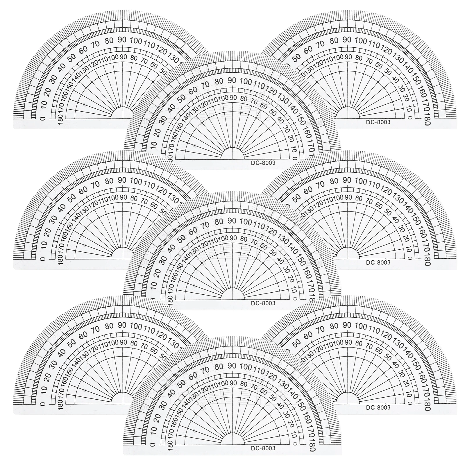 10pcs Protractor Geometry Ruler 180 Degrees Plastic Measuring Tool For Math Drawing Homework Technical School Office Supply