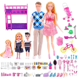 Fashion Christmas Gifts Kids Toys Pregnant Doll Mom/Daddy/Girl/Baby Scooter 6 Person Family Couple Combination For Barbie Game