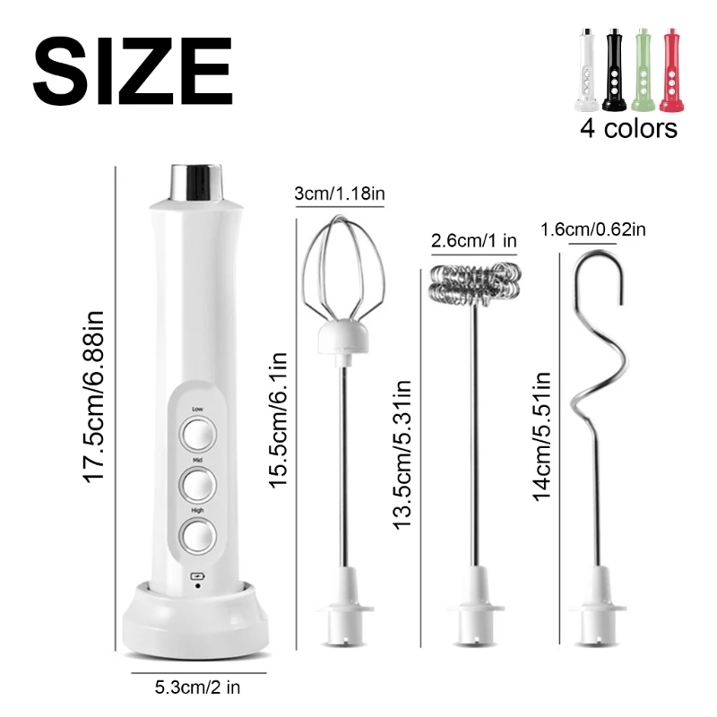 ห้องครัวที่มีประสิทธิภาพ Frother นม Wand มือถือเครื่องดื่มผสมไฟฟ้า Whisk โฟมสำหรับกาแฟ ช็อกโกแลตร้อน