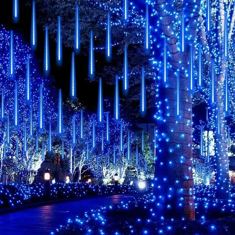 30cm/50cm EU/US/AU/UK Plug Waterproof Meteor Shower Rain 8 Tube LED String Lights For Outdoor Holiday Christmas Decoration Tree