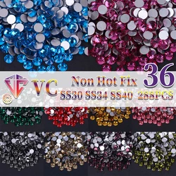 VC Super Glitter Brilliant Colors Non HotFix Rhinestones Crystal Glass Strass Flatback Glue On Nail Art Rhinestone