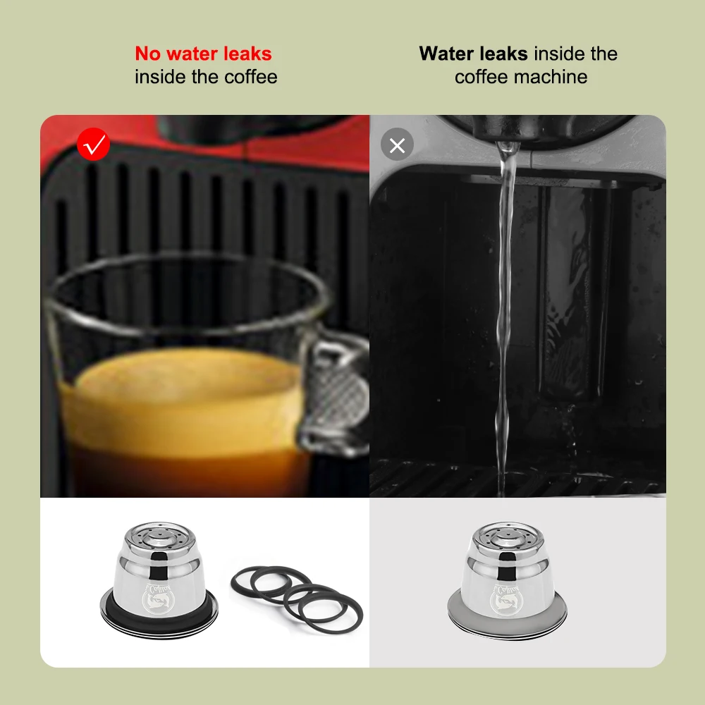 ICafilas Black Cover Accessorie Silicone O-rings For Upgrade Version Nespresso Stainless Steel Refillable Capsules Body Cup