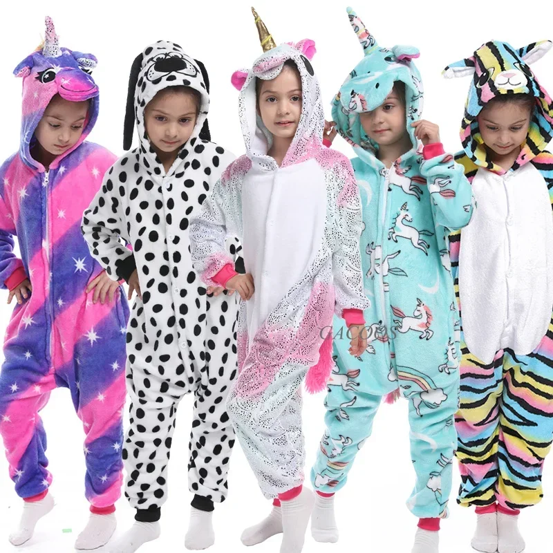 Baby Girl Clothes Kigurumi Children Unicorn Pajamas Winter Animal Cartoon Sleepers Licorne Stitch Onesie Kids Costumes Jumpsuit