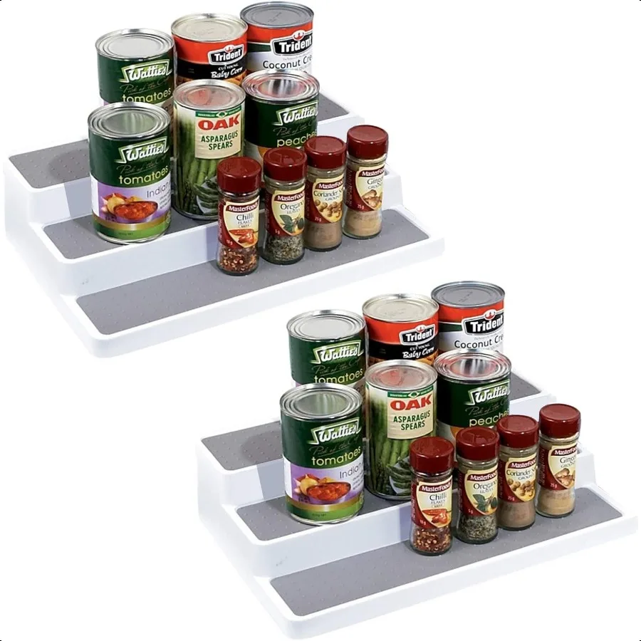 

Spice Rack Organizer for Cabinet3Tier Rack Step Shelf for Pantry Countertop Non Skid and Waterproof Shelf For Spice Bottles Jar