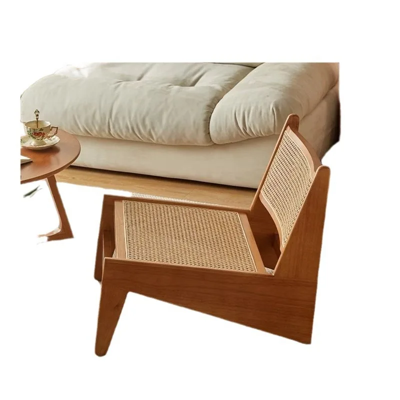 

Japanese-style solid wood kangaroo rattan chair lazy sofa chair wabi sabi retro style home
