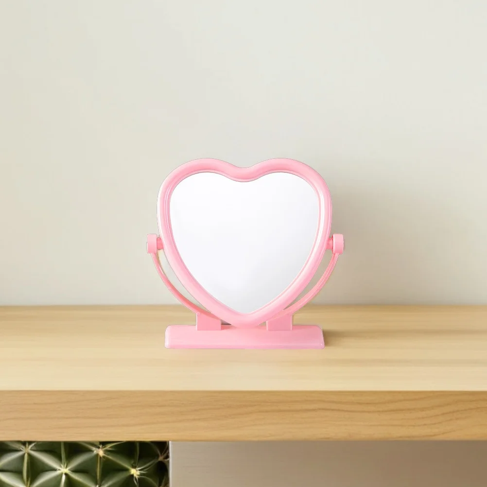 

2Pcs Heart Shaped Double-Sided Makeup Mirror Portable Desktop Vanity Mirror Stable Base for Travel Dressing Table