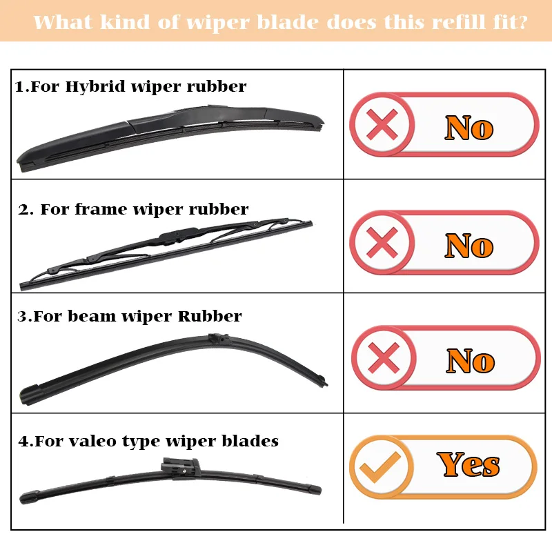 Car Vehicle Insert Rubber strip For Valeo Type Beam Wiper Blade (Refill) 14\