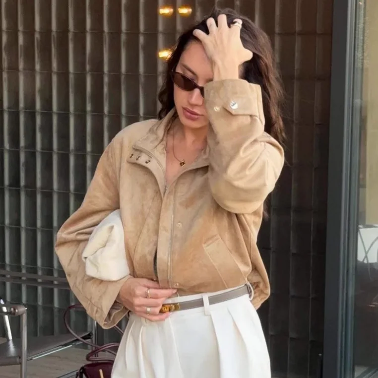 

Новая летняя универсальная кожаная повседневная куртка с длинными рукавами для женщин, европейская и американская одежда