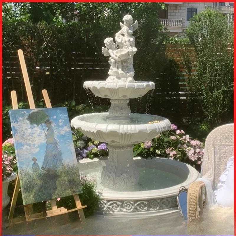 DSALarge Flowing Water Fountain Garden Angel Water Feature Balcony Courtyard Rockery Fish Pond Decorative Sculpture Ornament