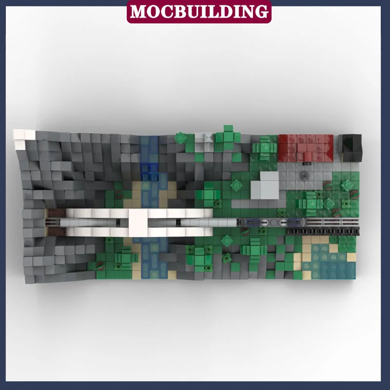 MOC Stadt Street View Berg Zug Diorama Bausteine DIY Landschaft Schiene Lokomotive Sammlung Spielzeug Geschenke