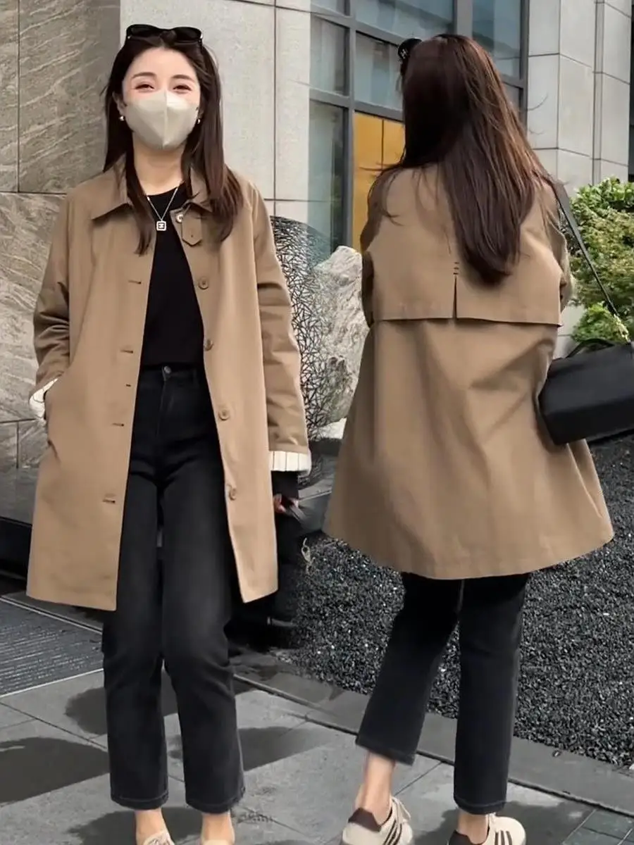 2026 Spring Autumn Casual Style Women's Long Coat Loose Fit Slimming Korean Version Fashionable Windbreaker Jacket